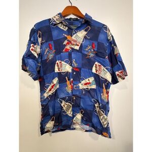 Croft & Barrow Mens Button Down Shirt XL BBQ Barbeque Cookout Summer Party Retro